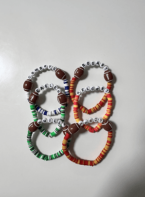 Six bracelets laid out